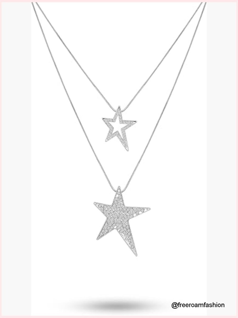 Layered Rhinestone Star Necklace Gothic Grunge Y2K Jewelry Gift